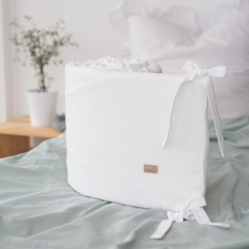 ochraniacz do łóżeczka len biały