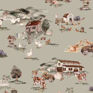 DEKORILLO - TAPETA DZIECIĘCA LATO NA WSI ZIELONY