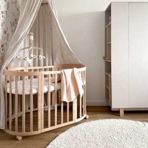 WALDIN - OWALNE ŁÓŻECZKO 7w1 Z MATERACEM NATURAL 