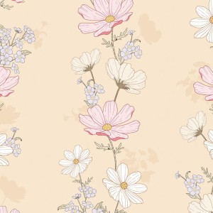 DEKORILLO - TAPETA DLA DZIEWCZYNKI KWIATY KOSMOSY ŻÓŁTY