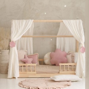 MOI MILI - MUŚLINOWY BALDACHIM NA ŁÓŻKO DOMEK BOHO - KOMPLET 2 SZT