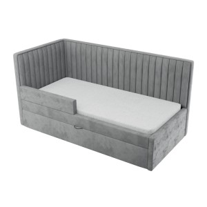 DAPPI - ŁÓŻKO TAPICEROWANE ROLLER Z SZUFLADĄ I BARIERKĄ