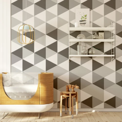 tapeta trójkąty szare