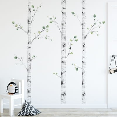 naklejka na ścianę brzozy