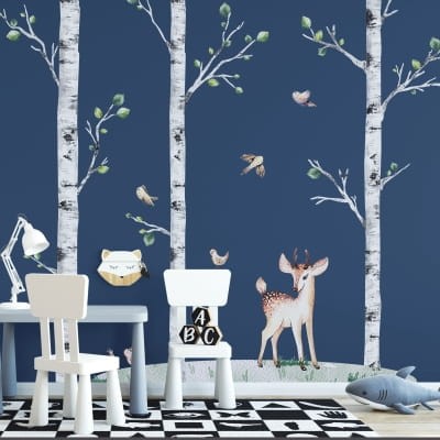 naklejki na ścianę brzozy i jelonki