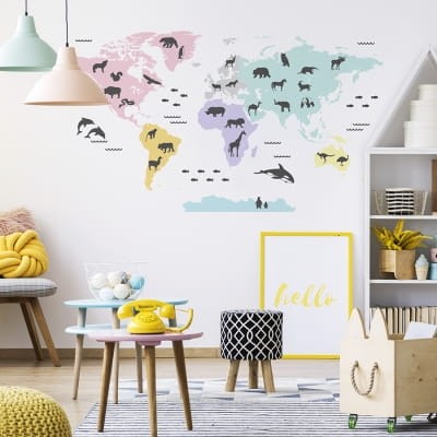 mapa świata naklejka na ścianę