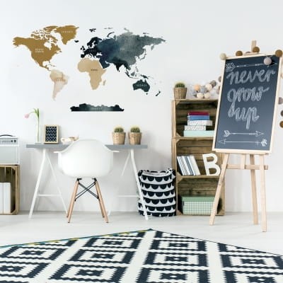 naklejka na ścianę do pokoju dziecka mapa świata