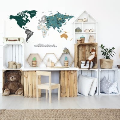 naklejka na ścianę mapa świata