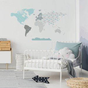 YOKO DESIGN - NAKLEJKA NA ŚCIANĘ MAPA ŚWIATA DK341
