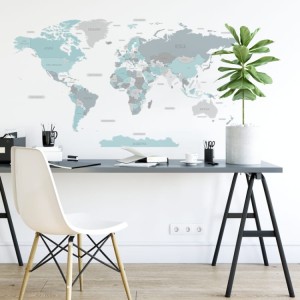 YOKO DESIGN - NAKLEJKA NA ŚCIANĘ MAPA ŚWIATA DK346