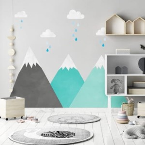 YOKO DESIGN - NAKLEJKA NA ŚCIANĘ MIĘTOWE GÓRY I CHMURKI