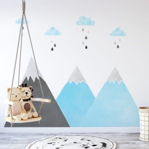 YOKO DESIGN - NAKLEJKA NA ŚCIANĘ NIEBIESKIE GÓRY I CHMURKI