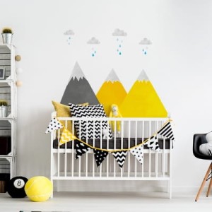 YOKO DESIGN - NAKLEJKA NA ŚCIANĘ ŻÓŁTE GÓRY I CHMURKI