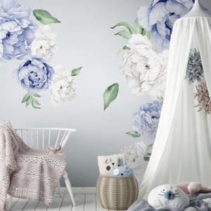 YOKO DESIGN - NAKLEJKA NA ŚCIANĘ GRANATOWE PIWONIE DUŻE