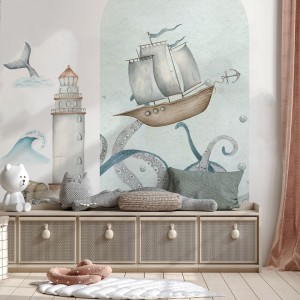 YOKO DESIGN - NAKLEJKA W KSZTAŁCIE ŁUKU GŁĘBIA OCEANU STATEK