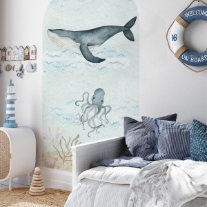 YOKO DESIGN - NAKLEJKA W KSZTAŁCIE ŁUKU GŁĘBIA OCEANU WIELORYBY