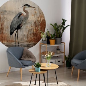 YOKO DESIGN - NAKLEJKA W KSZTAŁCIE KOŁA PTAK ŻURAW