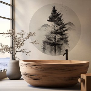 YOKO DESIGN - NAKLEJKA W KSZTAŁCIE KOŁA KRAJOBRAZ GÓRY