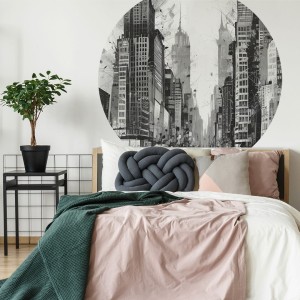 YOKO DESIGN - NAKLEJKA W KSZTAŁCIE KOŁO ABSTRAKCJA MIASTO