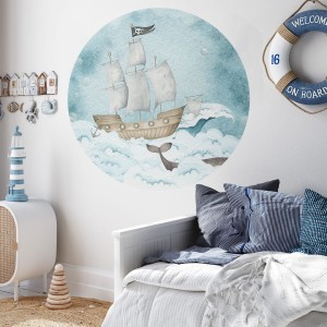 YOKO DESIGN - NAKLEJKA W KSZTAŁCIE KOŁA GŁĘBIA OCEANU STATEK