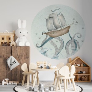 YOKO DESIGN - NAKLEJKA W KSZTAŁCIE KOŁA GŁĘBIA OCEANU STATEK