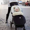 WEŁNIANY ŚPIWOREK DO WÓZKA Z FUTERKIEM VELVET CZARNY