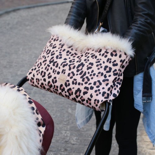 WEŁNIANA MUFKA DO WÓZKA Z FUTERKIEM PANTERKA