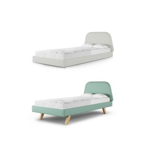 MINKO - ŁÓŻKO TAPICEROWANE DLA DZIECKA TRAPEZ LEGS TEXTI 