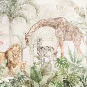 MALUMI - TAPETA DLA DZIECKA AFRYKAŃSKIE ZWIERZĘTA SERENGETI LUSH GREEN