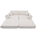 Rozkładana sofa dziecięca MeowBaby z miękkiego sztruksu w jasnym kolorze Boucle Champagne Ecru