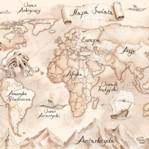 DEKORILLO - PLAKAT MAPA ŚWIATA RETRO
