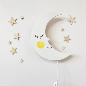 DREWNIAKOWA - LAMPKA DREWNIANA DLA DZIECI PÓŁKSIĘŻYC LUNA
