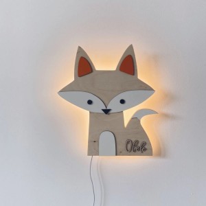 DREWNIAKOWA - LAMPKA DREWNIANA DLA DZIECI LISEK