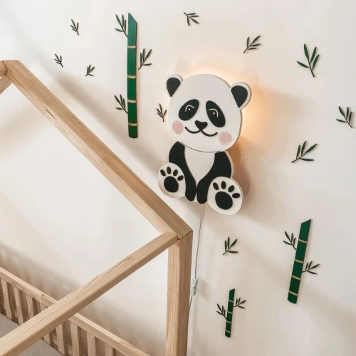 drewniakowa lampka nocna w kształcie pandy