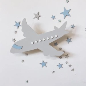 DREWNIAKOWA - LAMPKA DREWNIANA DLA DZIECI SAMOLOT