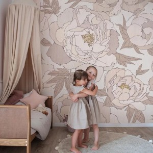 MALUMI - TAPETA DZIEWCZĘCA PEONIES SEPIA