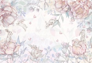 MALUMI FLOWER BUNNIES BUBBLEGUM - PRÓBKA TAPETY 