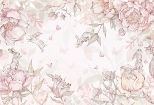MALUMI FLOWER BUNNIES PINK - PRÓBKA TAPETY 