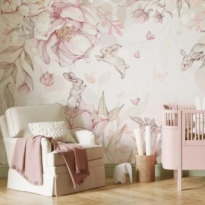 MALUMI - TAPETA DZIEWCZĘCA FLOWER BUNNIES PINK