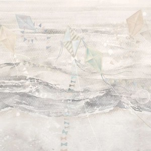 MALUMI - TAPETA DLA DZIECKA Z LATAWCAMI FLY HIGH NEUTRAL