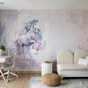 MALUMI - TAPETA DZIEWCZĘCA Z KONIEM GALOP BUBBLEGUM