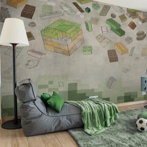 MALUMI - TAPETA DLA DZIECKA Z KLOCKAMI GREEN BLOCKS