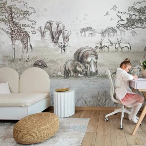 MALUMI - TAPETA DLA DZIECKA SAWANNA NEUTRAL