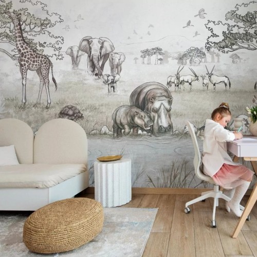tapeta dla dziecka sawanna zwierzęta afryka (1).jpg