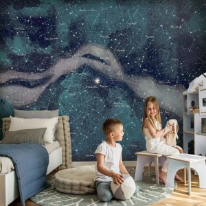 MALUMI - TAPETA DLA DZIECKA NOCNE NIEBO - GWIAZDOZBIORY