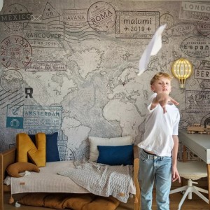 MALUMI - TAPETA DLA DZIECKA Z MAPĄ WORLD TOUR COLOR