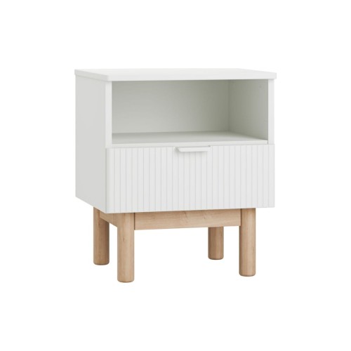 szafka nocna biała do pokoju dziewczynki ryflowana