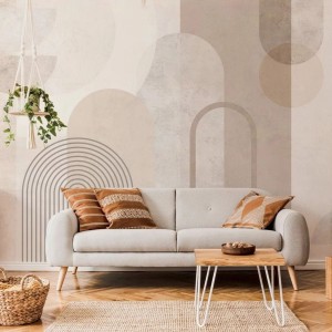 MALUMI - TAPETA GEOMETRIC ARCS CREAM