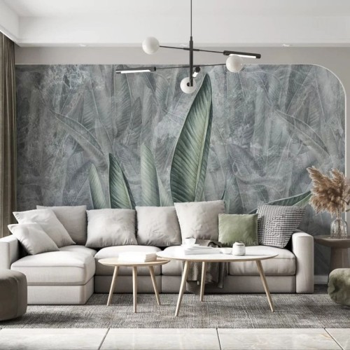 tapeta malumi liście jungle leaves grey (2).jpg