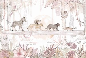 MALUMI SAFARI ANIMALS ROSE - PRÓBKA TAPETY